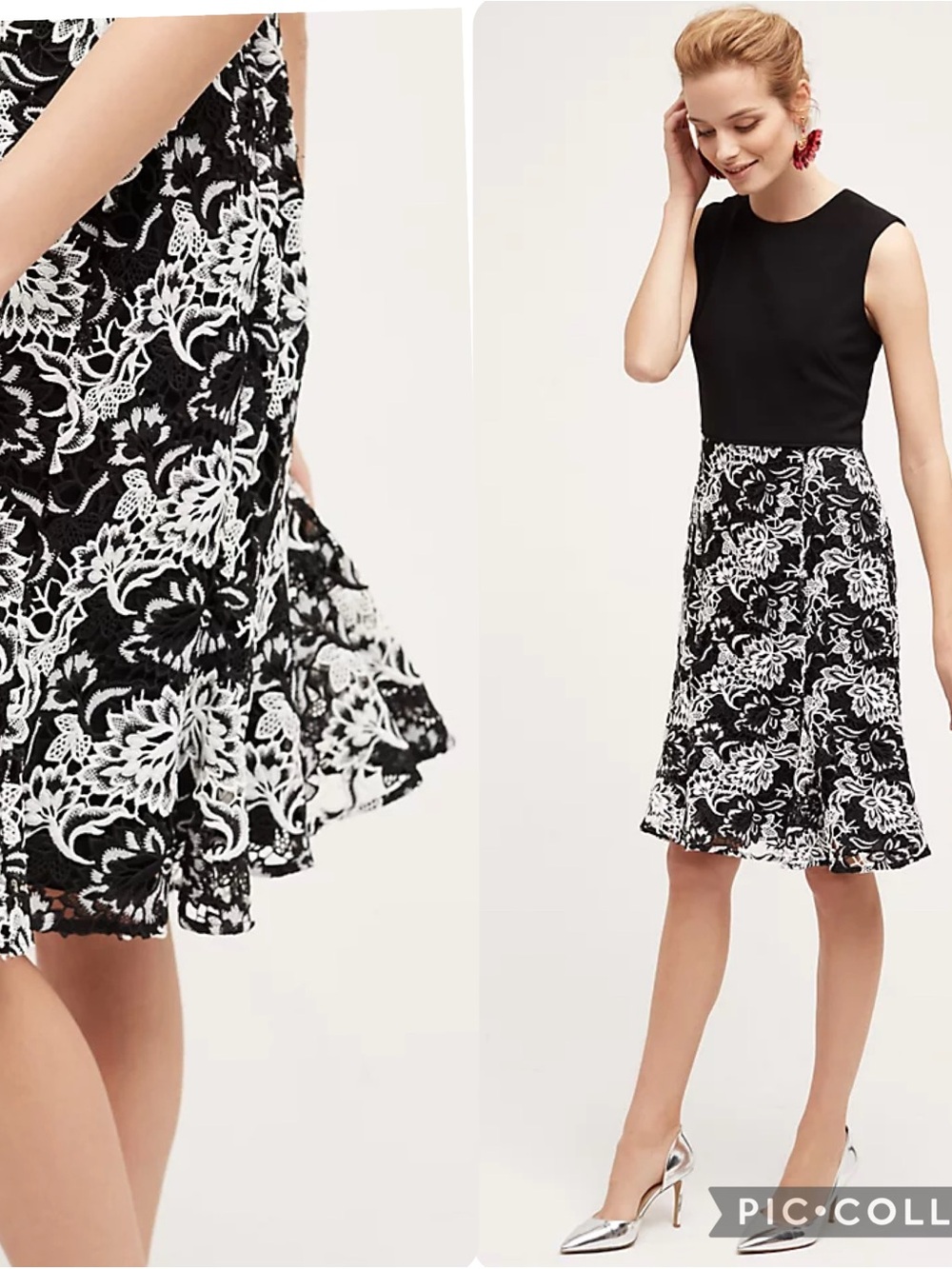 Mikael Aghal for Anthropologie twofer black and white lace dress size 4.